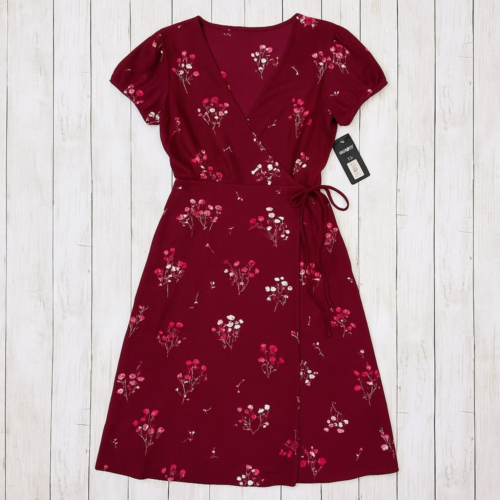 Express Burgundy Floral Midi Dress